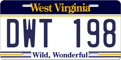 WV license plate DWT198