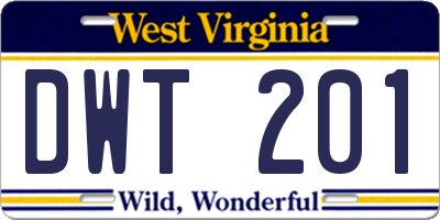 WV license plate DWT201