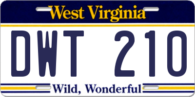 WV license plate DWT210