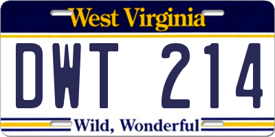 WV license plate DWT214