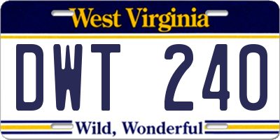 WV license plate DWT240