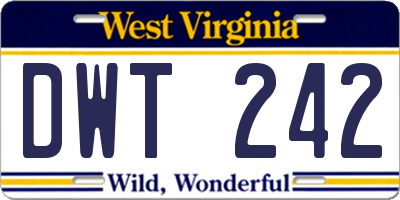 WV license plate DWT242
