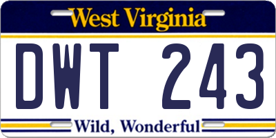 WV license plate DWT243
