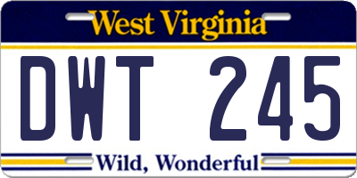 WV license plate DWT245