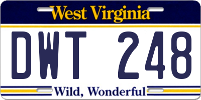 WV license plate DWT248