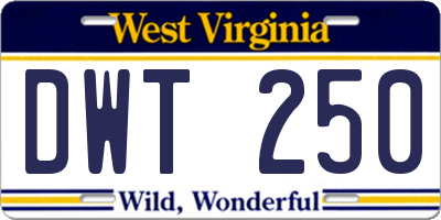 WV license plate DWT250