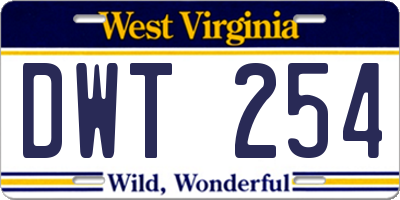 WV license plate DWT254