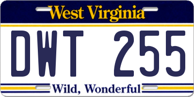 WV license plate DWT255
