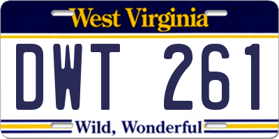 WV license plate DWT261