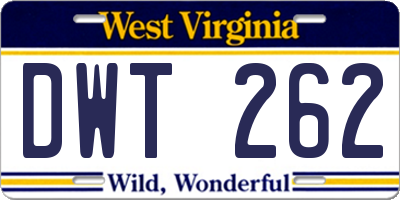WV license plate DWT262