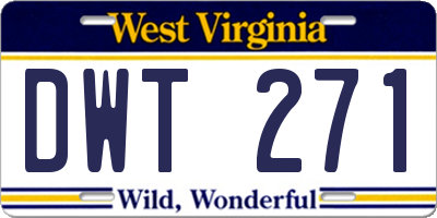 WV license plate DWT271