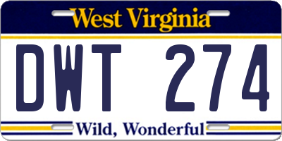 WV license plate DWT274
