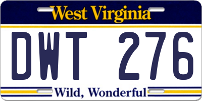 WV license plate DWT276