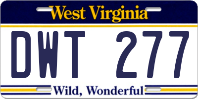 WV license plate DWT277