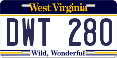 WV license plate DWT280