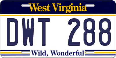 WV license plate DWT288
