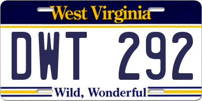 WV license plate DWT292
