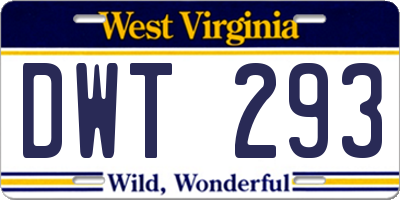 WV license plate DWT293
