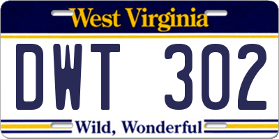 WV license plate DWT302