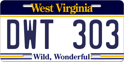 WV license plate DWT303