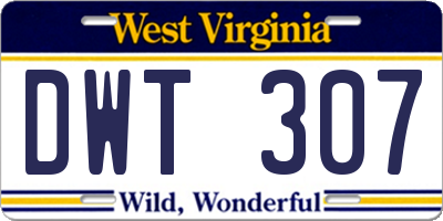 WV license plate DWT307