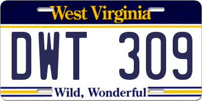WV license plate DWT309