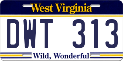 WV license plate DWT313