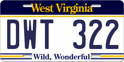 WV license plate DWT322