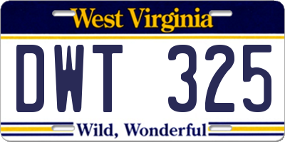 WV license plate DWT325