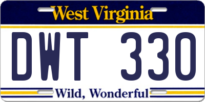 WV license plate DWT330