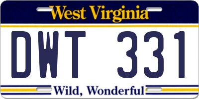 WV license plate DWT331