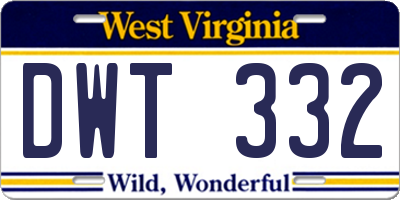 WV license plate DWT332