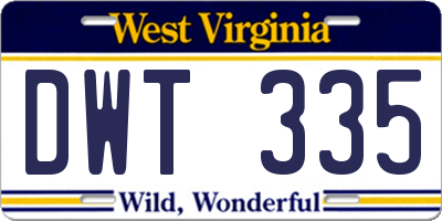 WV license plate DWT335