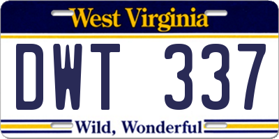 WV license plate DWT337