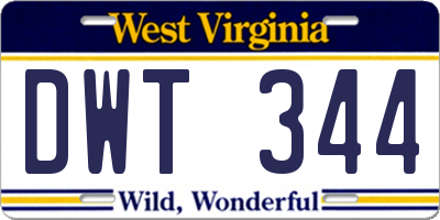 WV license plate DWT344