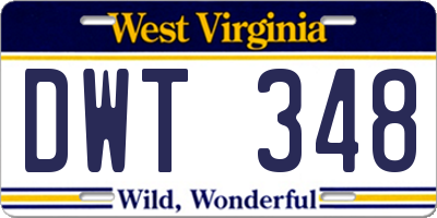 WV license plate DWT348