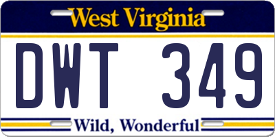 WV license plate DWT349