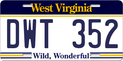 WV license plate DWT352