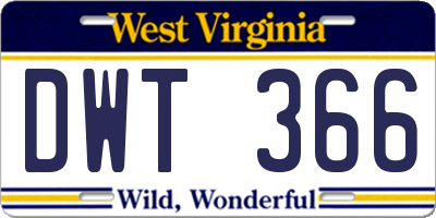 WV license plate DWT366
