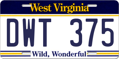 WV license plate DWT375