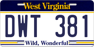 WV license plate DWT381