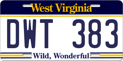 WV license plate DWT383
