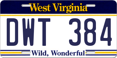 WV license plate DWT384