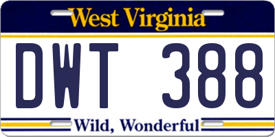 WV license plate DWT388