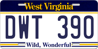 WV license plate DWT390