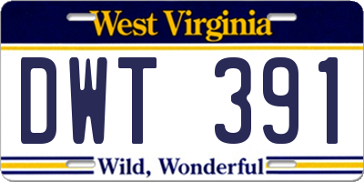 WV license plate DWT391