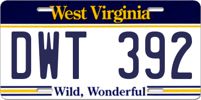 WV license plate DWT392