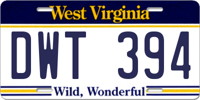 WV license plate DWT394