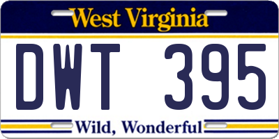 WV license plate DWT395
