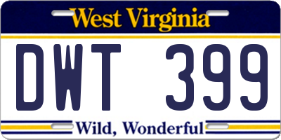 WV license plate DWT399